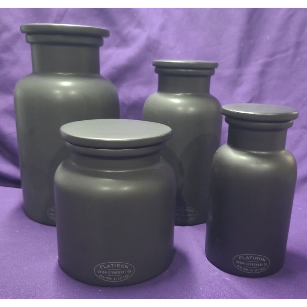 Restoration Hardware Flatiron Union Stoneware Co Black Canister Set Of 4